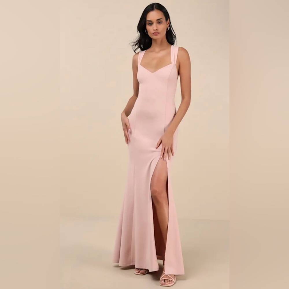 Lulus Taline Blush Pink Strappy Mermaid Maxi Dress Size